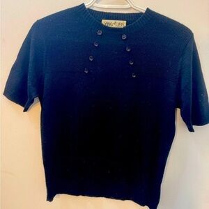 YING-ER Black Round Neck Short Sleeve Sweater Blouse Size M